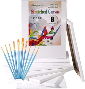 img 3 attached to Premium 11x14 Canvas Boards for Painting: Pack of 8 - Pre Stretched, Blank White Primed Canvases Panels - Ideal for Acrylics and Oil Painting - Includes 10pcs Brushes - 100% Cotton - Adults & Kids