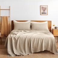 🛏️ bedsure linen sheets set queen size - 100% linen bed sheets deep pocket: natural, breathable, and washed french linen sheet in queen size (90"x102") logo