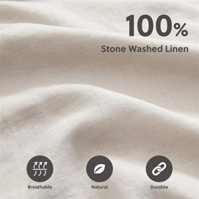 img 2 attached to 🛏️ Bedsure Linen Sheets Set Queen Size - 100% Linen Bed Sheets Deep Pocket: Natural, Breathable, and Washed French Linen Sheet in Queen Size (90"x102")