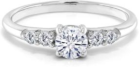 img 3 attached to Charles & Colvard Women's Engagement Ring: Lab Grown Diamond and Forever 💍 Classic Round Created Moissanite in 925 Sterling Silver (0.65 Cttw), Available Sizes 5-9