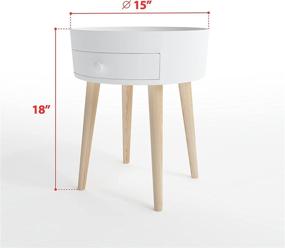 img 3 attached to ZTOZZ Barrel Round Side Table - White Color Modern End Table with Drawer and Wooden Legs - Perfect for Living Room or Bedroom - Easy Assembly Included