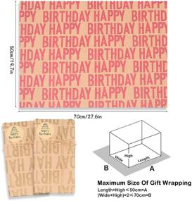 img 2 attached to 🎁 Versatile Happy Birthday Wrapping Paper: Perfect for Boys, Men, Women, Girls, and Kids! Recycled and Eco-Friendly, 12 Sheets of 20x28 Inches Brown Kraft Folded Paper with Jute Strings, Stickers, and Bows for All Birthday Occasions – 47 sq. ft. Total