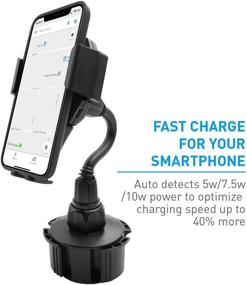 img 3 attached to 🚗 Macally Wireless Car Mount with Cup Holder - Fast Charging Charger Compatible with Qi 10W 7.5W 5W for iPhone 11 Max Pro Xs XS Max XR X 8 Plus, Samsung Galaxy S10+ S10e S9 S8 Note, and More