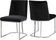 🪑 meridian furniture heidi collection: modern velvet upholstered dining chairs, set of 2 - polished chrome metal frame, black логотип