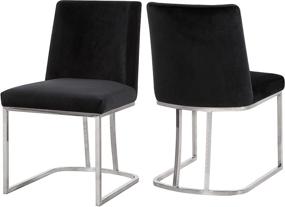 img 4 attached to 🪑 Meridian Furniture Heidi Collection: Modern Velvet Upholstered Dining Chairs, Set of 2 - Polished Chrome Metal Frame, Black