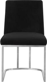 img 1 attached to 🪑 Meridian Furniture Heidi Collection: Modern Velvet Upholstered Dining Chairs, Set of 2 - Polished Chrome Metal Frame, Black