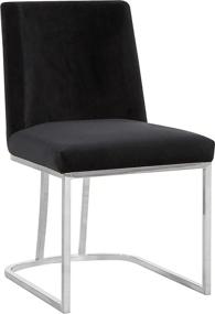 img 2 attached to 🪑 Meridian Furniture Heidi Collection: Modern Velvet Upholstered Dining Chairs, Set of 2 - Polished Chrome Metal Frame, Black