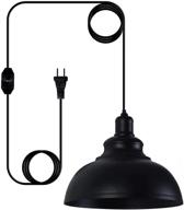 💡 industrial pendant lighting fixture with plug-in cord and dimmable switch, black hanging kitchen island light - lg9925343 логотип