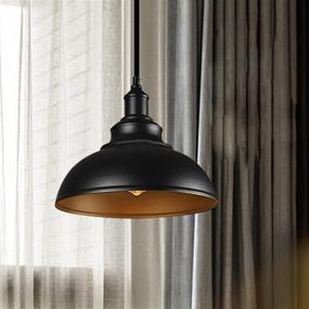 img 2 attached to 💡 Industrial Pendant Lighting Fixture with Plug-in Cord and Dimmable Switch, Black Hanging Kitchen Island Light - LG9925343