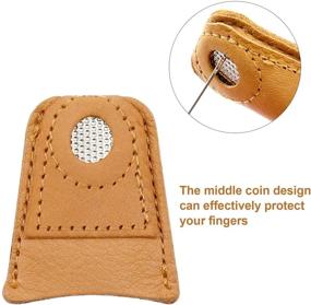 img 2 attached to WILLBOND 6-Piece Sewing Thimble Finger Protector Set | Leather Coin Thimble Pad Cover for Knitting, Sewing, Quilting | Pin Needle Craft Accessories | DIY Sewing Tools in 3 Sizes