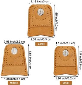 img 3 attached to WILLBOND 6-Piece Sewing Thimble Finger Protector Set | Leather Coin Thimble Pad Cover for Knitting, Sewing, Quilting | Pin Needle Craft Accessories | DIY Sewing Tools in 3 Sizes