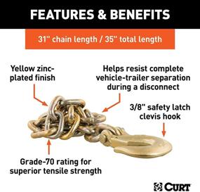 img 1 attached to Curt 80316 Trailer Safety Chain: 35-Inch Length, 3/8-In Clevis Snap Hook, 24,000 lbs Break Strength