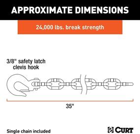 img 2 attached to Curt 80316 Trailer Safety Chain: 35-Inch Length, 3/8-In Clevis Snap Hook, 24,000 lbs Break Strength