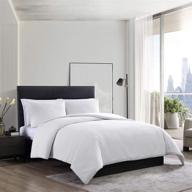 🛏️ vera wang waffle pique collection king size white duvet cover set - 100% cotton, ultra soft & luxurious, all season bedding, pre-washed for enhanced softness logo