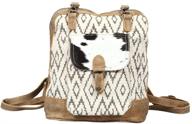 stylish and sustainable: myra bag upcycled cowhide backpack backpacks logo