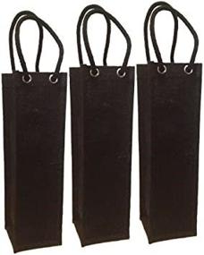 img 1 attached to 🍷 Set of 3 - Black Jute Burlap Single Bottle Wine Tote with Long Rope Handles, Size 4"W x 14"H x 4"Gusset - CarryGreen Bags