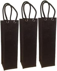 img 2 attached to 🍷 Set of 3 - Black Jute Burlap Single Bottle Wine Tote with Long Rope Handles, Size 4"W x 14"H x 4"Gusset - CarryGreen Bags