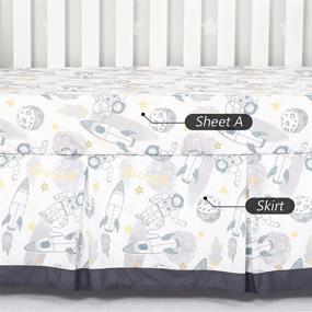 img 2 attached to 🚀 TILLYOU 4-Piece Space Theme Crib Bedding Set for Boys: Luxury Nursery Essential - Comforter, Crib Skirt, Microfiber Sheets, Standard Size, Black