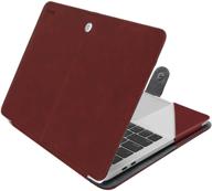 🔴 mosiso pu leather case for macbook air 13 (2021-2018 a2337 m1 a2179 a1932) and macbook pro 13 (2021-2016 a2338 m1 a2251 a2289 a2159 a1989 a1706 a1708) - claret red folio protective stand cover logo