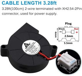 img 2 attached to 📸 GDSTIME 2-пак Blower Fan 50 мм x 15 мм 12V 5015 с двумя шариковыми подшипниками без щетки, охлаждающий турбо-вентилятор постоянного тока с двухконтактным кабелем длиной 39 дюймов для аксессуаров 3D-принтера