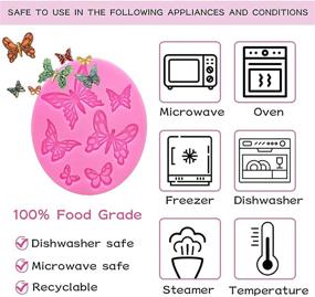 img 2 attached to 🌹 Versatile 4 Pack Silicone Fondant Molds: Butterfly, Rose Flower, Small Flower - Perfect for Chocolate, Cake Decoration, Jelly, Polymer Clay, Soap Crafting & More