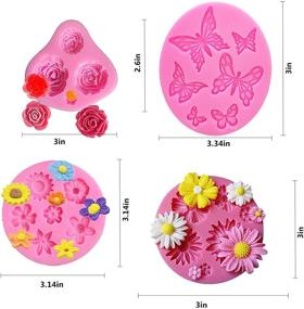 img 3 attached to 🌹 Versatile 4 Pack Silicone Fondant Molds: Butterfly, Rose Flower, Small Flower - Perfect for Chocolate, Cake Decoration, Jelly, Polymer Clay, Soap Crafting & More