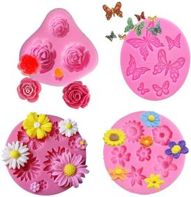 img 4 attached to 🌹 Versatile 4 Pack Silicone Fondant Molds: Butterfly, Rose Flower, Small Flower - Perfect for Chocolate, Cake Decoration, Jelly, Polymer Clay, Soap Crafting & More