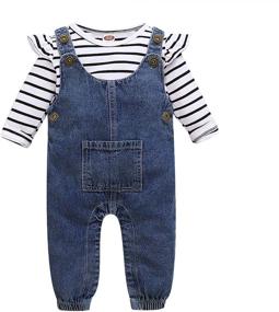 img 4 attached to Cute and Comfortable Newborn Clothes: Toddler Jumpsuit Overalls for Girls' Clothing