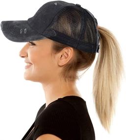 img 2 attached to Ponytail Baseball Distressed Vintage Adjustable Sports & Fitness