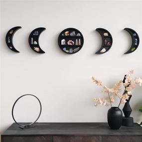 img 4 attached to 🌙 EOKI 5pc Moon Phase Shelf Set: Stylish Crescent Moon Wall Decor for Crystal Display and Bedroom Storage (Black)