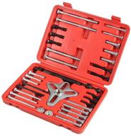 🛠️ essential 46-piece tool kit: a abigail harmonic balancer puller with flywheel & crankshaft pulley removal, steering wheel pulling set, pulley yoke crank logo