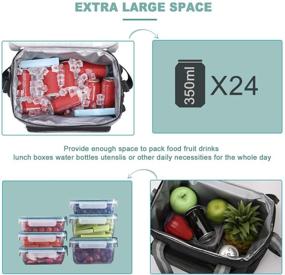 img 2 attached to 🥪 Potentcera Large Grey Lunch Bag - Reusable Insulated Lunch Box Cooler Tote for Office School Picnic Beach - 24 Can Capacity (15L) - Men's and Women's Lunch Tote Bag