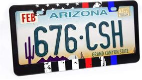 img 1 attached to 🚓 Enhance Your Vehicle with a Meaningful Police Firefighter EMT Flag License Plate Frame in Thin Blue Red Line American Flag Design - Premium Quality Alumina Material for an Eye-Catching Look! Auto Car Tag Holder Ideal for Army, Engineer & Military Personnel - Stylish Plate Cover