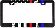 🚓 enhance your vehicle with a meaningful police firefighter emt flag license plate frame in thin blue red line american flag design - premium quality alumina material for an eye-catching look! auto car tag holder ideal for army, engineer & military personnel - stylish plate cover logo
