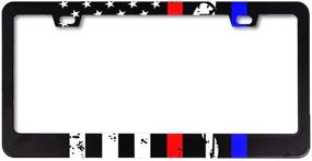 img 4 attached to 🚓 Enhance Your Vehicle with a Meaningful Police Firefighter EMT Flag License Plate Frame in Thin Blue Red Line American Flag Design - Premium Quality Alumina Material for an Eye-Catching Look! Auto Car Tag Holder Ideal for Army, Engineer & Military Personnel - Stylish Plate Cover