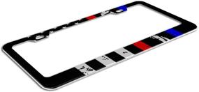 img 2 attached to 🚓 Enhance Your Vehicle with a Meaningful Police Firefighter EMT Flag License Plate Frame in Thin Blue Red Line American Flag Design - Premium Quality Alumina Material for an Eye-Catching Look! Auto Car Tag Holder Ideal for Army, Engineer & Military Personnel - Stylish Plate Cover