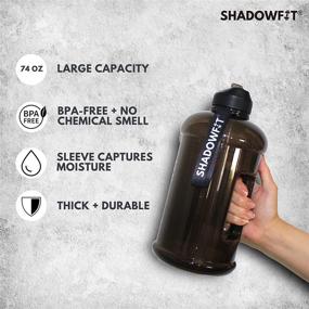 img 1 attached to ShadowFit 2.2L Half Gallon Water Bottle with Straw and Storage Sleeve - 74 Ounce, BPA Free, Clear Dark Plastic, Large Sport and Gym Jug, Reusable, with Handle, Strap - Deep Teal