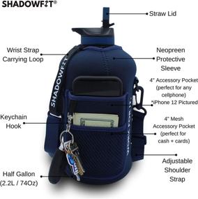 img 3 attached to ShadowFit 2.2L Half Gallon Water Bottle with Straw and Storage Sleeve - 74 Ounce, BPA Free, Clear Dark Plastic, Large Sport and Gym Jug, Reusable, with Handle, Strap - Deep Teal