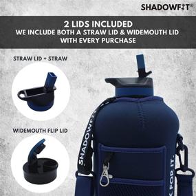 img 2 attached to ShadowFit 2.2L Half Gallon Water Bottle with Straw and Storage Sleeve - 74 Ounce, BPA Free, Clear Dark Plastic, Large Sport and Gym Jug, Reusable, with Handle, Strap - Deep Teal