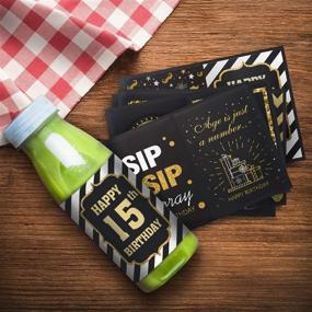 img 1 attached to 🎉 Premium Set of 20 Gold and Black Happy 15th Birthday Juice Bottle Labels Stickers - Perfect Party Decorations for 15 Years Celebration!