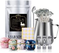 🕯️ complete candle making starter kit: 3.5lb natural soy wax, 1pc pouring pot, 50pcs wicks, 60pcs stickers, 3pcs 3-hole wick holder, 4pcs tins, 1pc spoon - perfect for beginners logo