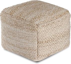 img 3 attached to 🟤 Anji Mountain Brown Square Pouf, 22 x 22 x 17 Inches