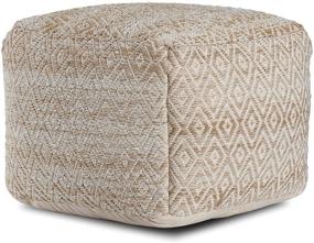 img 4 attached to 🟤 Anji Mountain Brown Square Pouf, 22 x 22 x 17 Inches