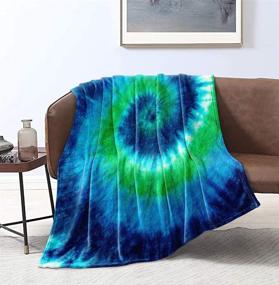 img 1 attached to 🛏️ Bedbay Flannel Blanket Twin Size Green Blue: Super Soft, Lightweight Tie Dye Blanket for Boys, Girls, Teens - Ideal for Sofa, Couch, Office (Green, Twin(60"x80"))