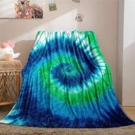 🛏️ bedbay flannel blanket twin size green blue: super soft, lightweight tie dye blanket for boys, girls, teens - ideal for sofa, couch, office (green, twin(60"x80")) logo