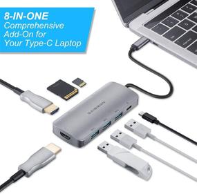 img 3 attached to SAISIBON 8 in 1 Dual Monitor USB C Hub: Docking Station, 2 4K HDMI, 3 USB A 3.0 Ports, SD TF Card Reader. Compatible with MacBook, Windows & More - Durable Aluminum Casing and Supports PD Fast Charging