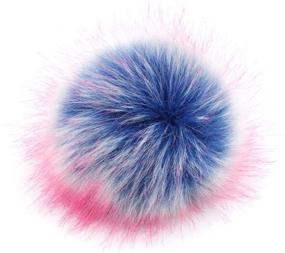 img 1 attached to 🦊 12pcs Mixed Colors 4.7 Inches Faux Fox Fur Removable Pom Poms Balls with Press Buttons for Knitting Hats