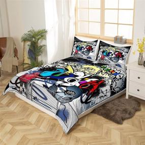 img 2 attached to 🎨 Erosebridal Colorful Bedspreads with Graffiti Pattern for Kids at Home Store