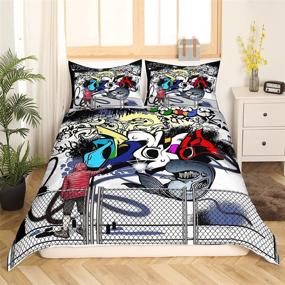 img 3 attached to 🎨 Erosebridal Colorful Bedspreads with Graffiti Pattern for Kids at Home Store