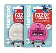 steripod razorpod: clip-on razor protector 2-pack (pink & pearl white) - ensuring razor hygiene and safety logo